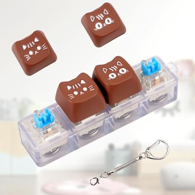 BTFO Fidget Toy Keyboard, Clicker Keyboard Fidget Light LED Keyboard Fidget Toys Button Keyboard Fidget Keyfob Keycap Gift Decompression Adult (Dark Brown) - Image 3