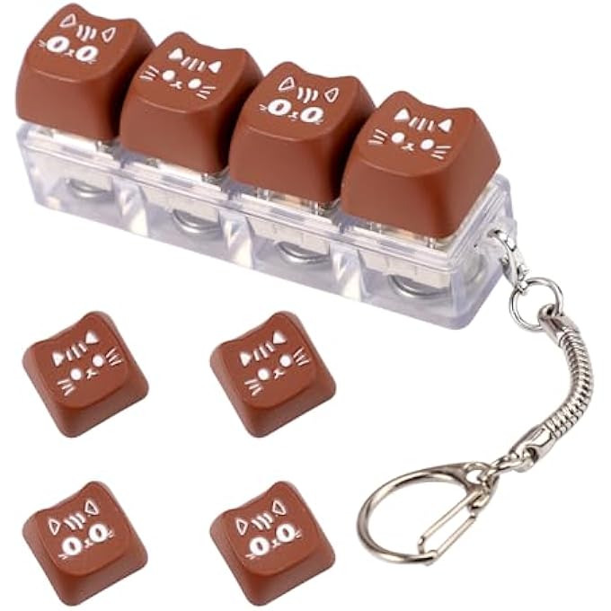 BTFO Fidget Toy Keyboard, Clicker Keyboard Fidget Light LED Keyboard Fidget Toys Button Keyboard Fidget Keyfob Keycap Gift Decompression Adult (Dark Brown) - Image 1