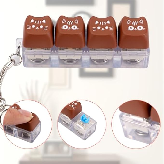 BTFO Fidget Toy Keyboard, Clicker Keyboard Fidget Light LED Keyboard Fidget Toys Button Keyboard Fidget Keyfob Keycap Gift Decompression Adult (Dark Brown) - Image 4
