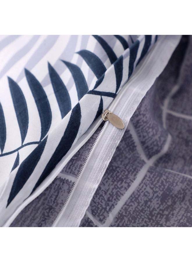 NIBEMINENT 4-Piece European Style Printed Duvet Cover Set Polyester White/Grey - Image 2