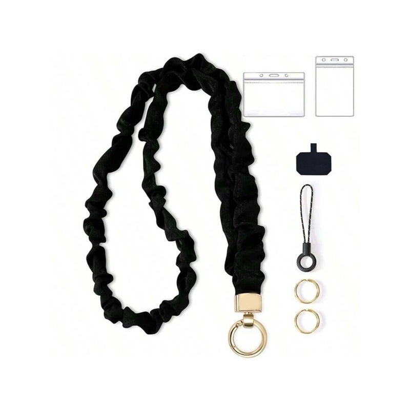 Stretchy Scrunchie Lanyard For ID Badges Cute Neck Lanyard For Keys Retractable Keychain Holder For Women - Image 1
