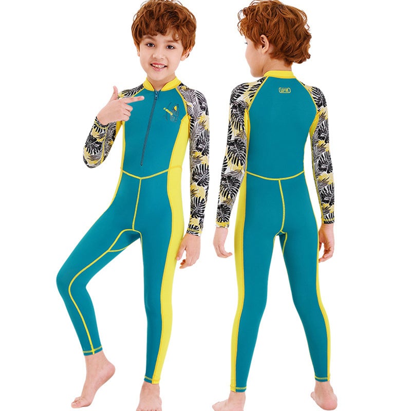 Kids Wetsuit XXL Blue - High Elasticity Front-opening Zipper Design for Indoor Outdoor Swimming Beach Play Snorkeling Boating Water Sports - Image 1