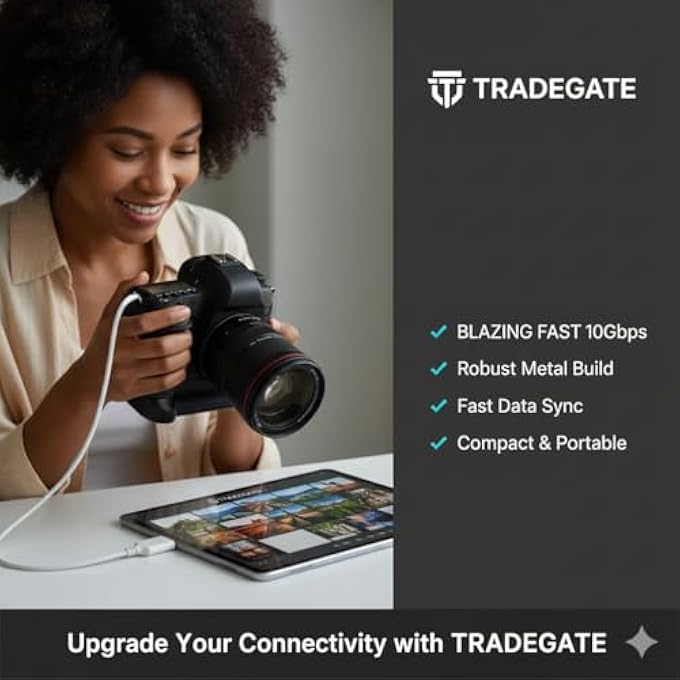 TRADEGATE محول USB نوع-C محمول، محول OTG مدمج مع حبل، دعم الشحن السريع - Image 3