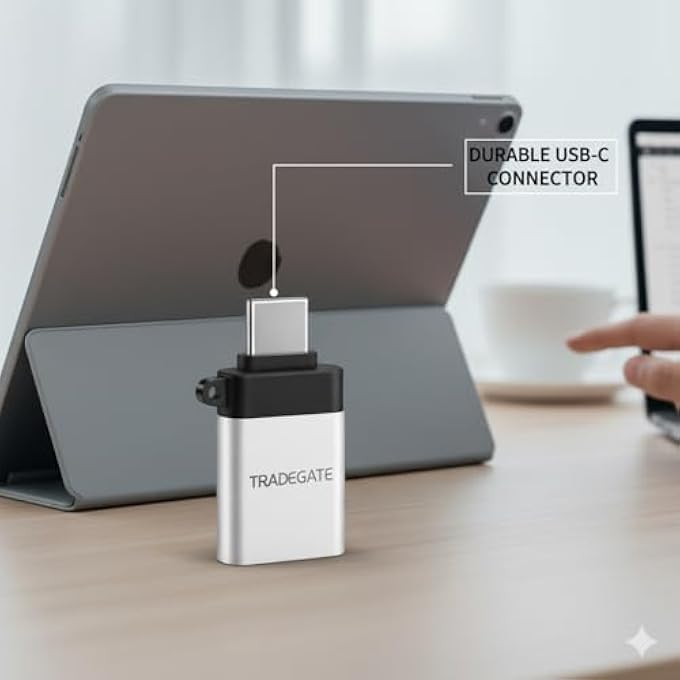 TRADEGATE محول USB نوع-C محمول، محول OTG مدمج مع حبل، دعم الشحن السريع - Image 2