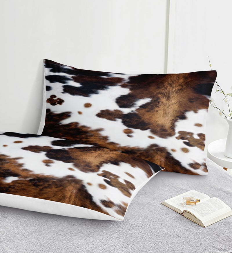Bedbay Cow Print Comforter Set Queen Size Animal Skin Bedding 8 Pcs Queen Bed in a Bag Western Cowhide Rustic Bedding Brown Milk Cow Print Bedding Soft Cow Bed Set for All Seasons(Brown Queen) - Image 5