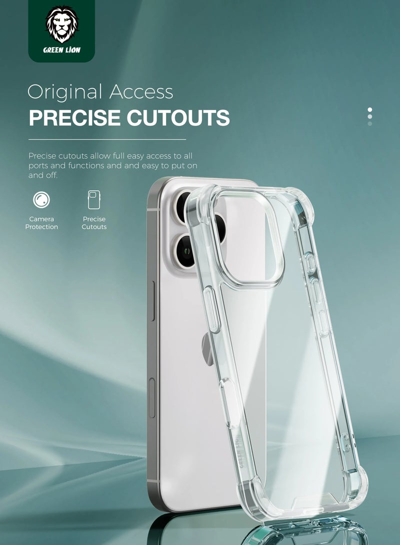 GREEN LION Anti-shock Case for iPhone 16 / Anti-Yellowing / Anti Scratch / Anti Fingerprint / Air Cushion Corners / Drop Protection / Hybrid Protection / HD Clarity / Camera Protection - Clear - Image 1