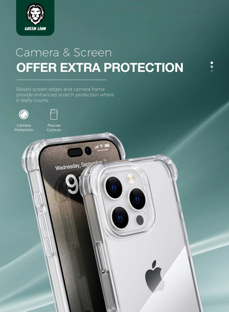 GREEN LION Anti-shock Case for iPhone 16 / Anti-Yellowing / Anti Scratch / Anti Fingerprint / Air Cushion Corners / Drop Protection / Hybrid Protection / HD Clarity / Camera Protection - Clear - Image 4