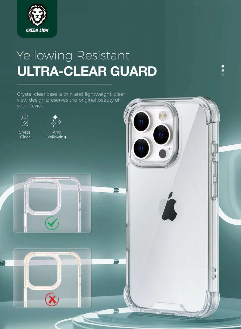 GREEN LION Anti-shock Case for iPhone 16 / Anti-Yellowing / Anti Scratch / Anti Fingerprint / Air Cushion Corners / Drop Protection / Hybrid Protection / HD Clarity / Camera Protection - Clear - Image 5