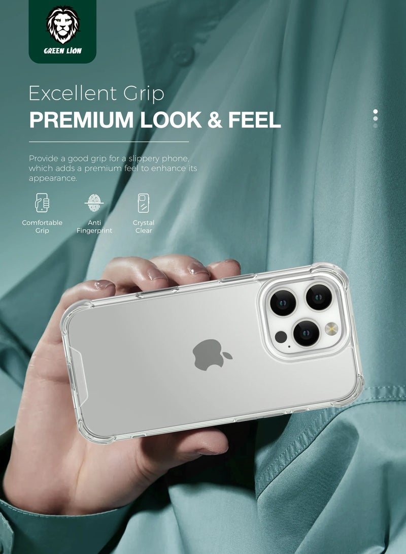 GREEN LION Anti-shock Case for iPhone 16 / Anti-Yellowing / Anti Scratch / Anti Fingerprint / Air Cushion Corners / Drop Protection / Hybrid Protection / HD Clarity / Camera Protection - Clear - Image 3