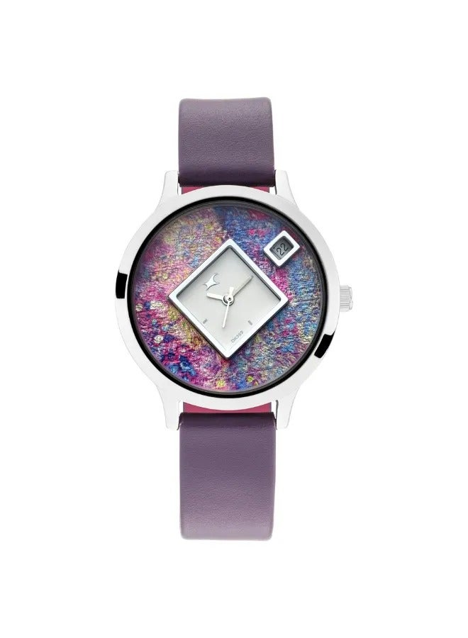 fastrack ساعة يد نسائية تناظرية بشكل دائري مصنوعة من الجلد - 6210SL02 - 43.4 مم - Image 2