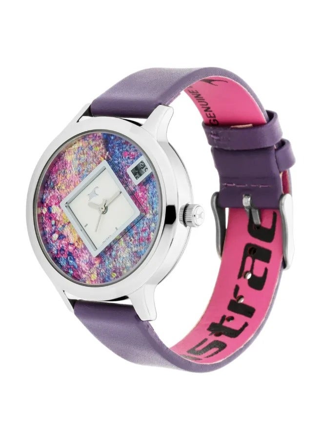 fastrack ساعة يد نسائية تناظرية بشكل دائري مصنوعة من الجلد - 6210SL02 - 43.4 مم - Image 3