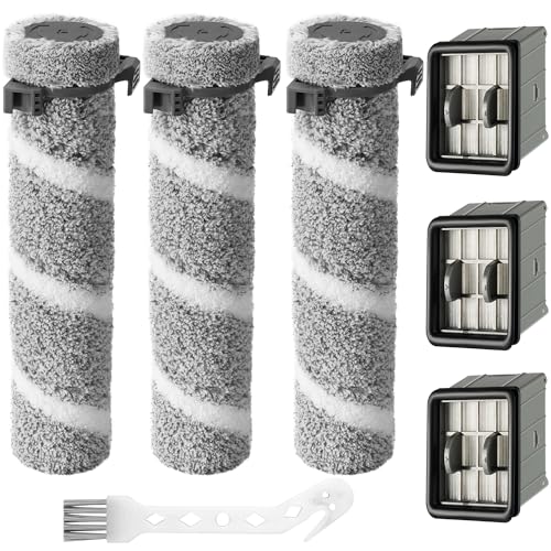 Janedtcyy 3930F 3933 3930 Brush Roll Filter Replacement Kit for Bissell CrossWave OmniForce Edge Cordless Multi-Surface Hard Floor Cleaner Wet Dry Vacuum, 3 HEPA Filters, 3 ZeroGap Brush Roll, 1640897, 1640066 - Image 1