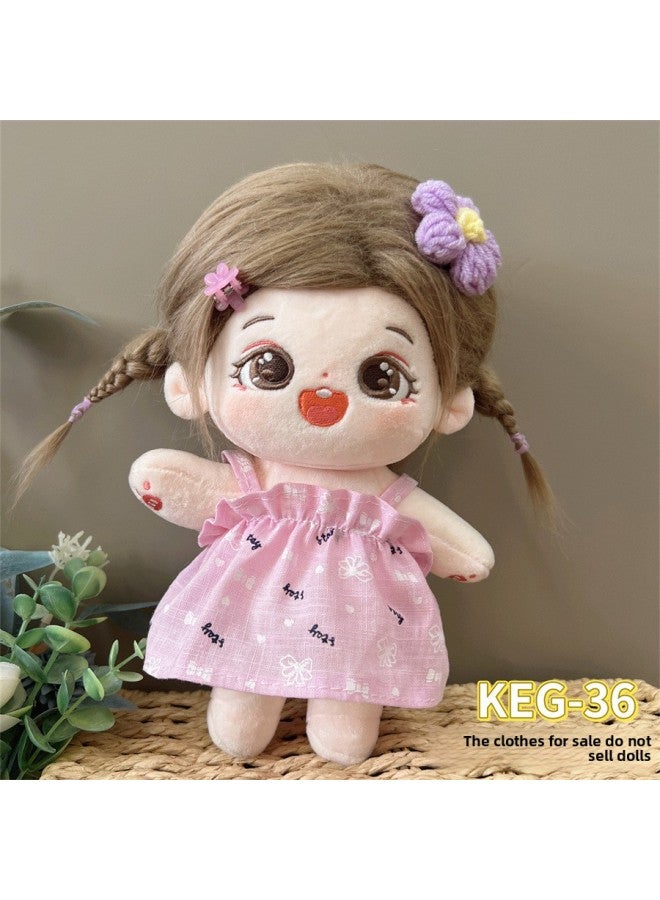 # 20cm Cotton Doll Clothes For Fat Body Can Be Worn Preppy Style Suit Plush Doll Dress Up Cute Baby Clothes Skirt-Color:20cm Cotton Clothes + Headwear (excluding Baby)-Specifications:KEG-36 - Image 1