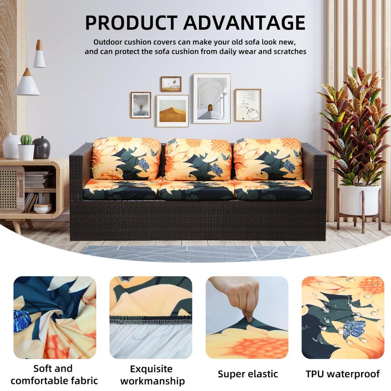 SUKAIKEQA Outdoor Cushion Covers Set,8PCS Waterproof Patio Furniture Couch Seat Slipcovers, Replacement for Sofa Sectional Chair(Coverï¼ŒOnly) - Image 3