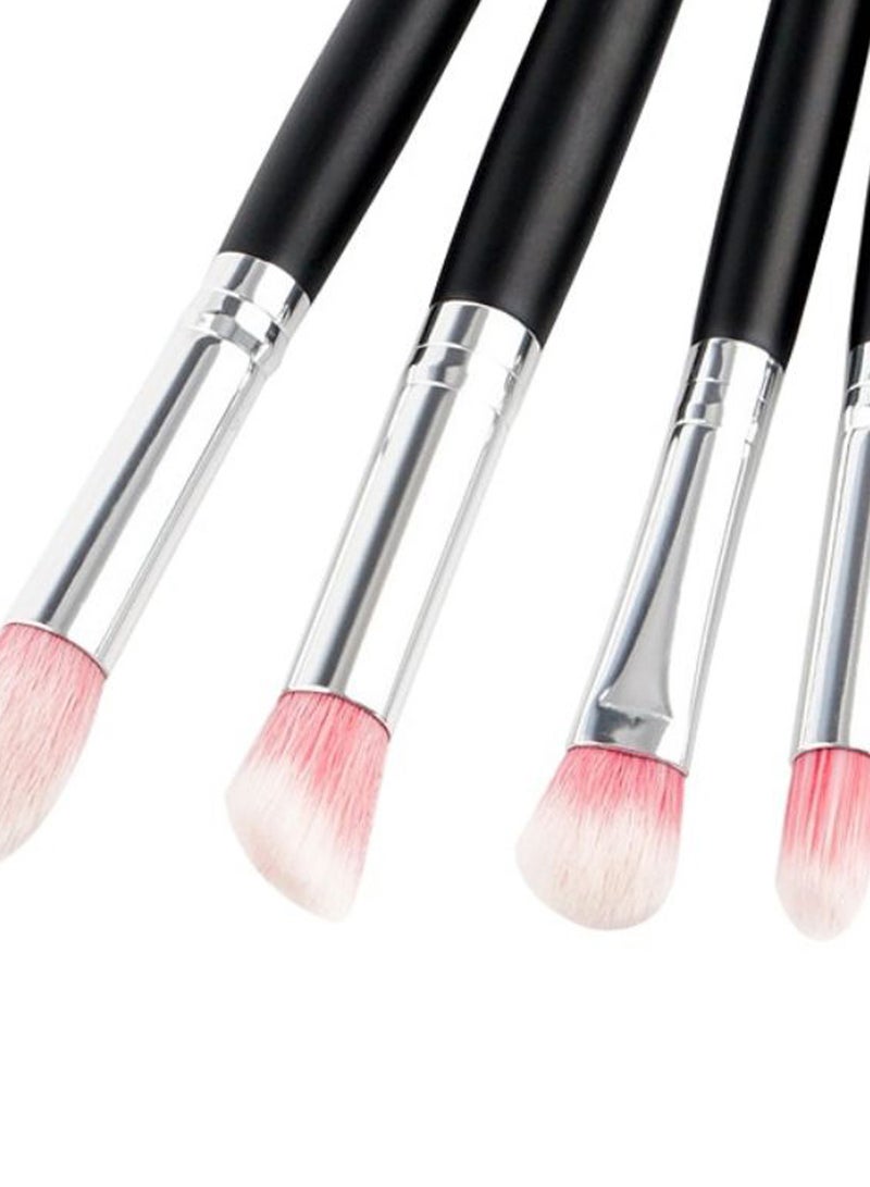 طقم فُرش مكياج العيون مكون من 5 قطع أسود/ فضي/ وردي - Image 2