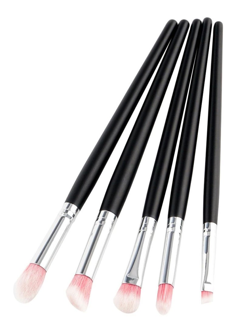 طقم فُرش مكياج العيون مكون من 5 قطع أسود/ فضي/ وردي - Image 1