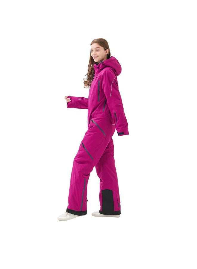 MOUS ONE Women One Pieces Ski Suits Waterproof Warm Insulated Ski Jumpsuit Removable Hood Snowsuit for Snow Sport(Purple, Medium) - Image 4