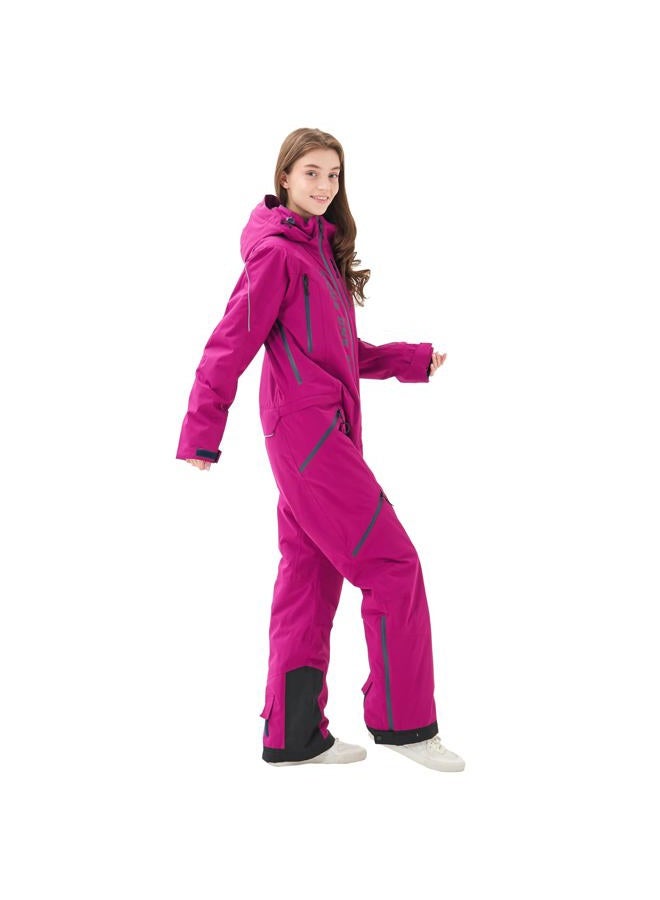MOUS ONE Women One Pieces Ski Suits Waterproof Warm Insulated Ski Jumpsuit Removable Hood Snowsuit for Snow Sport(Purple, Medium) - Image 3