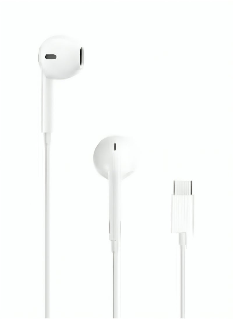 PRIMO PLUS - Type-C Wired Earphones with Built-in Microphone Compatible with Samsung, Apple iPad& iphone 15 pro max-White - Image 1