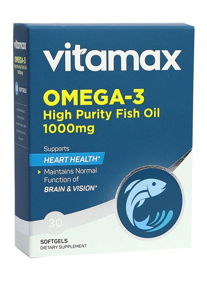 Vitamax Omega 3 1000 Mg High Purity Fish Oil Softgels For Heart Health, Pack Of 30'S - Image 1