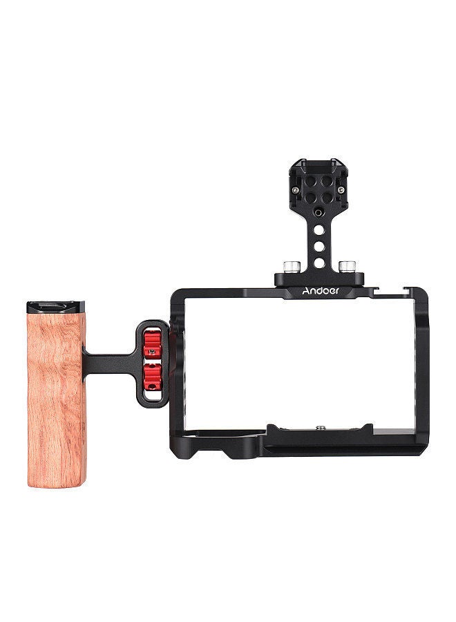 ANDOER Andoer Camera Video Cage + Top Handle + Side Hand Grip Kit Aluminum Alloy Camera Video Cage with Cold Shoe Mounts Numerous 1/4 Inch Threads Replacement for Sony A7C Camera  - Image 4
