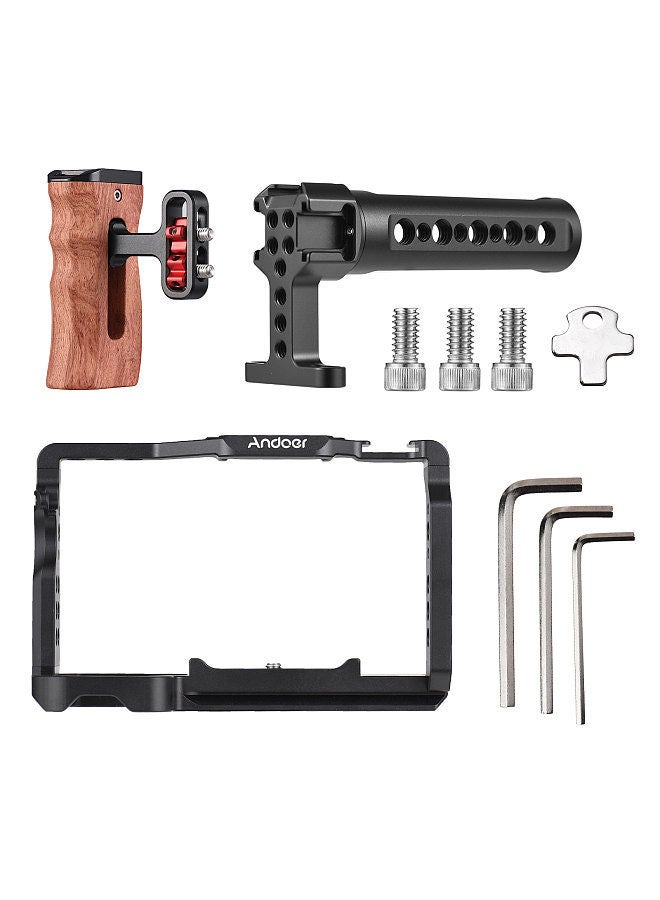 ANDOER Andoer Camera Video Cage + Top Handle + Side Hand Grip Kit Aluminum Alloy Camera Video Cage with Cold Shoe Mounts Numerous 1/4 Inch Threads Replacement for Sony A7C Camera  - Image 5