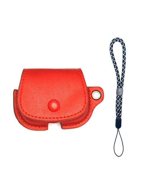 Case Cover For AirPods 3 Backpack Style PU Leather Earphone Protective Case with Lanyard Red
