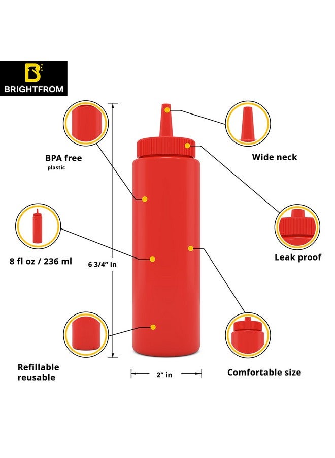 BRIGHTFROM Condiment Squeeze Bottles, Red/Yellow 8 Oz Empty Squirt Bottle With Wide Neck - Great For Ketchup, Mustard, Syrup, Sauces, Dressing, Oil, Bpa Free Plastic - 2 Pack - Image 2