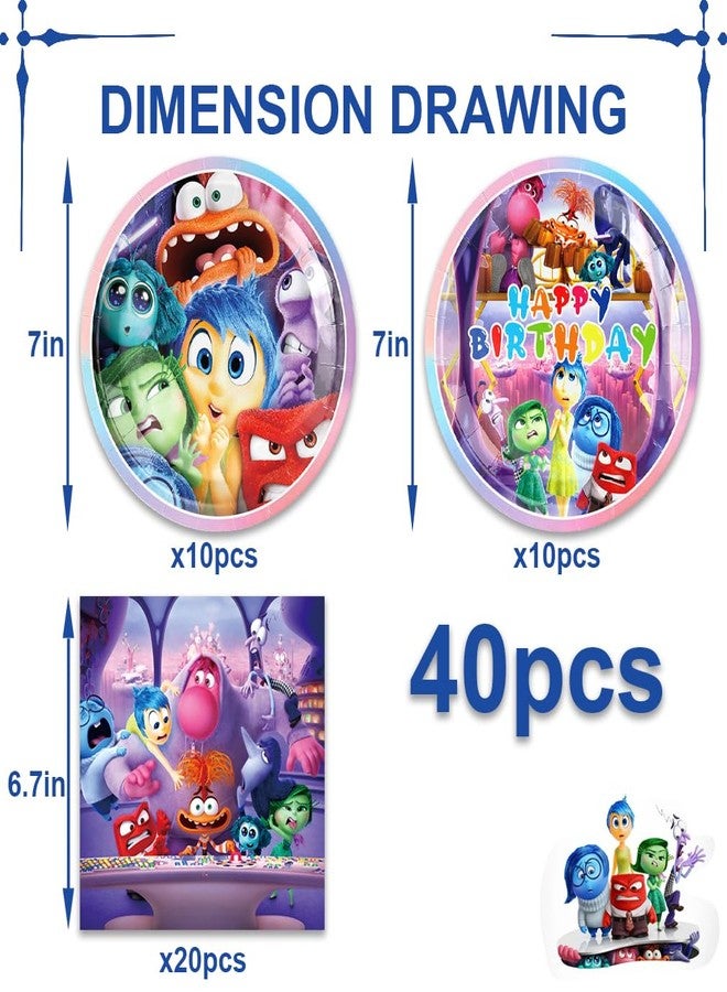 OMTO 40Pack Inside Out Birthday Party Supplies include 20 plates, 20 napkins for Inside Out Party Decoration (Napkin+Plates)AH - Image 4