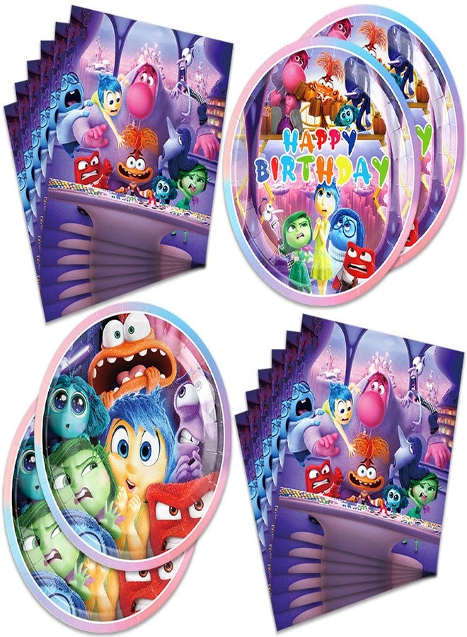 OMTO 40Pack Inside Out Birthday Party Supplies include 20 plates, 20 napkins for Inside Out Party Decoration (Napkin+Plates)AH - Image 1