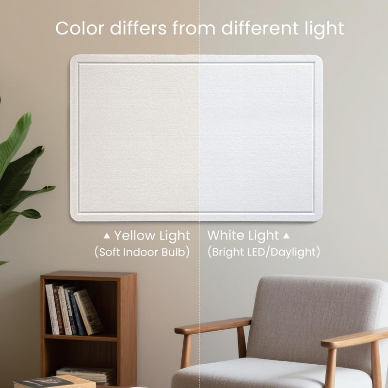Lightomorrow Bulletin Board, 24 x 18 inches Felt Board Decorative Pin Board, Vision Board Cork Board Alternative for Wall, Foldable Photo Board Self-Adhesive Vision Board with 20 Pushpins - White - Image 2