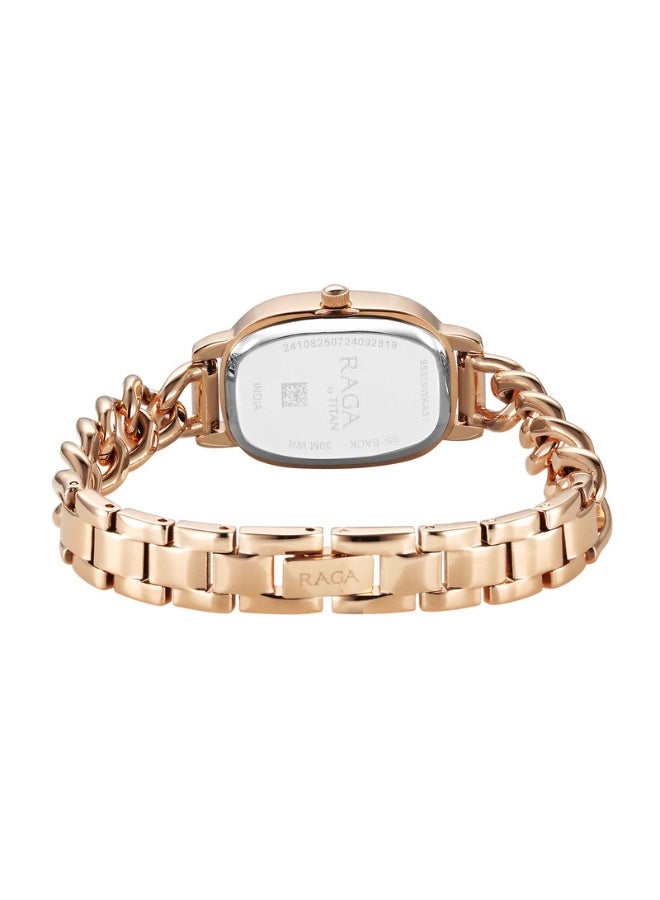 TITAN ساعة رجا شوستوبير للنساء 95309WM01 – قرص وردي ذهبي، حزام معدني وردي ذهبي، كوارتز، زجاج معدني، ساعة أنيقة وجاهزة كهدية - Image 5