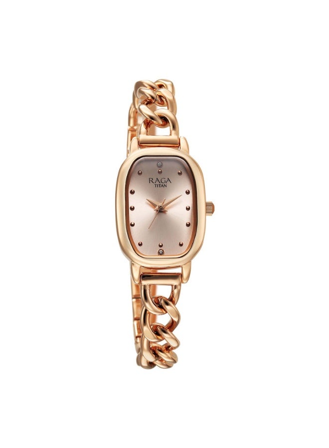 TITAN ساعة رجا شوستوبير للنساء 95309WM01 – قرص وردي ذهبي، حزام معدني وردي ذهبي، كوارتز، زجاج معدني، ساعة أنيقة وجاهزة كهدية - Image 2
