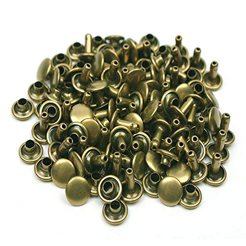 Nimida Double Cap Rivets Brass Medium Size7 mm Bronze for DIY Leather Craft Pack 100 pcs - Image 2