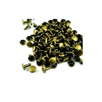 Nimida Double Cap Rivets Brass Medium Size7 mm Bronze for DIY Leather Craft Pack 100 pcs - Image 1