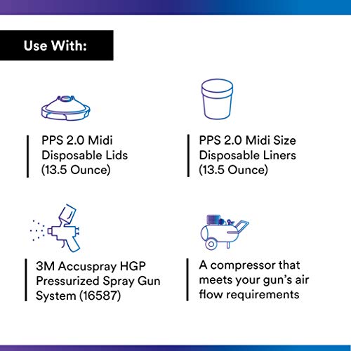 3M PPS 2.0 H/O Pressure Cup with Air Hose, 26121, Midi, 13.5 Ounces, Use with 3M Accuspray HGP Spray Gun for Thick High-Viscosity Latex Paints, Varnishes, Coatings and Primers, 1 Pack - Image 3