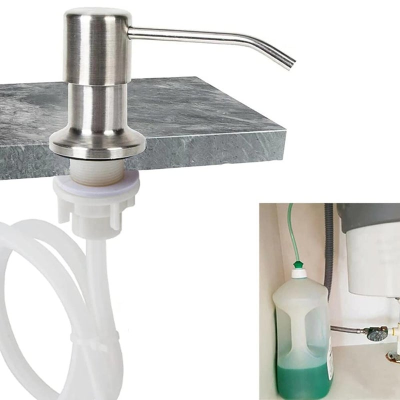 amiciCare Kitchen Sink Soap Dispenser Built-in Countertop S.S Steel Dispenser Pump with 360 Degree Rotating Head and 1.15m Extension Pipe (Dispenser Pump with Extension Pipe), Plastic - Image 3