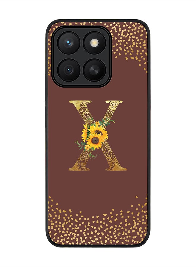 Stylizedd For Honor X8c Case,Slim fit Camera Protection, Shockproof Thin Phone cover  - Custom Floral Monogram - X  (Brown )