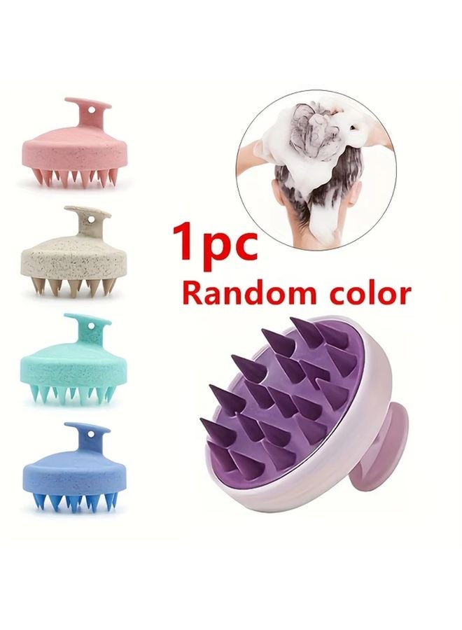 ماساج سيليكون عشوائي الألوان لفروة الرأس مع فرشاة شامبو بمقبض من ABS لتألق الشعر - Image 2