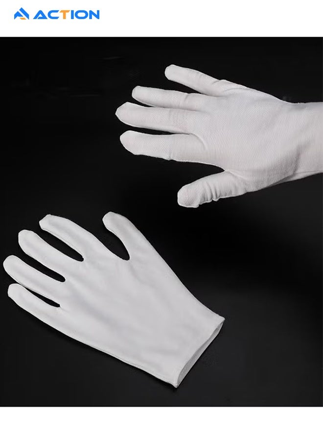 ACTION 3 Pairs White Cotton Gloves For Dry Hands Eczema Spa Moisturizing - Work Glove Liners For Serving Costume Inspection - Image 4