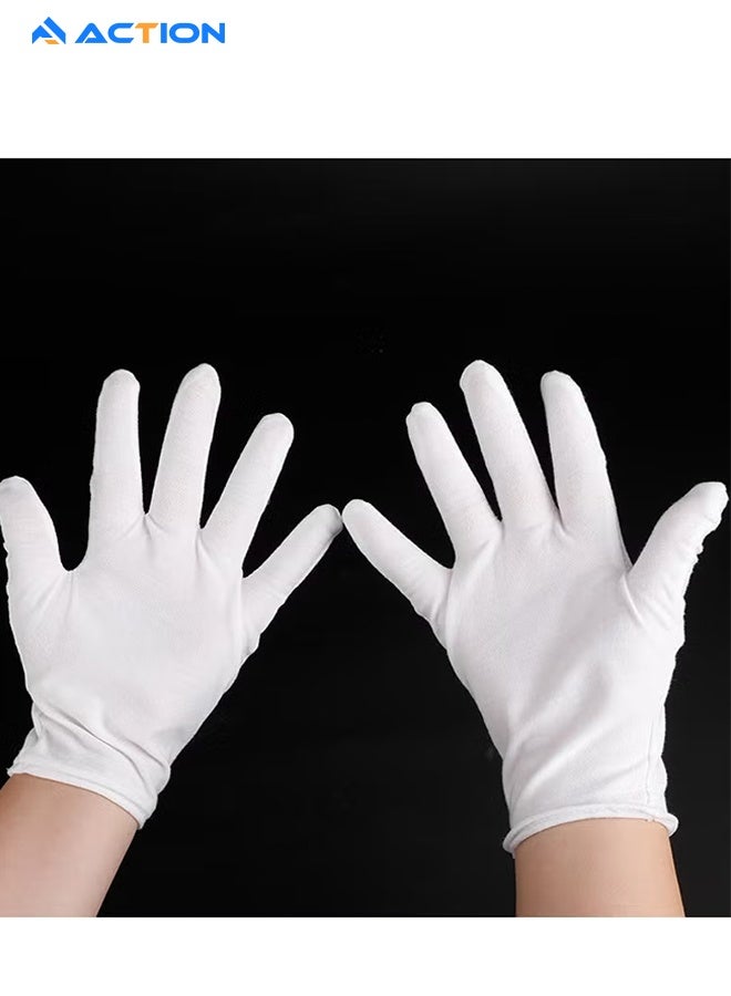 ACTION 3 Pairs White Cotton Gloves For Dry Hands Eczema Spa Moisturizing - Work Glove Liners For Serving Costume Inspection - Image 3