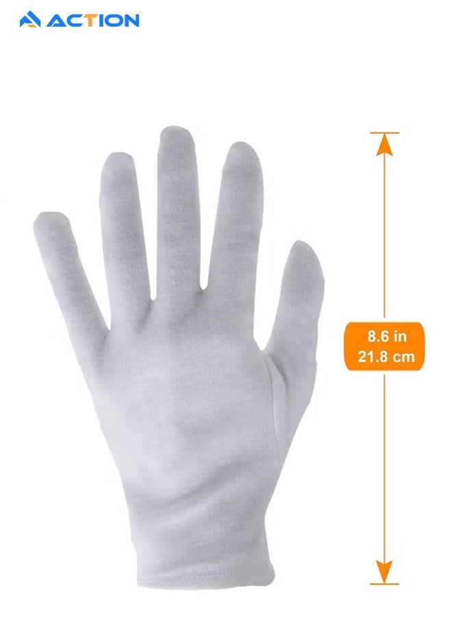 ACTION 3 Pairs White Cotton Gloves For Dry Hands Eczema Spa Moisturizing - Work Glove Liners For Serving Costume Inspection - Image 2