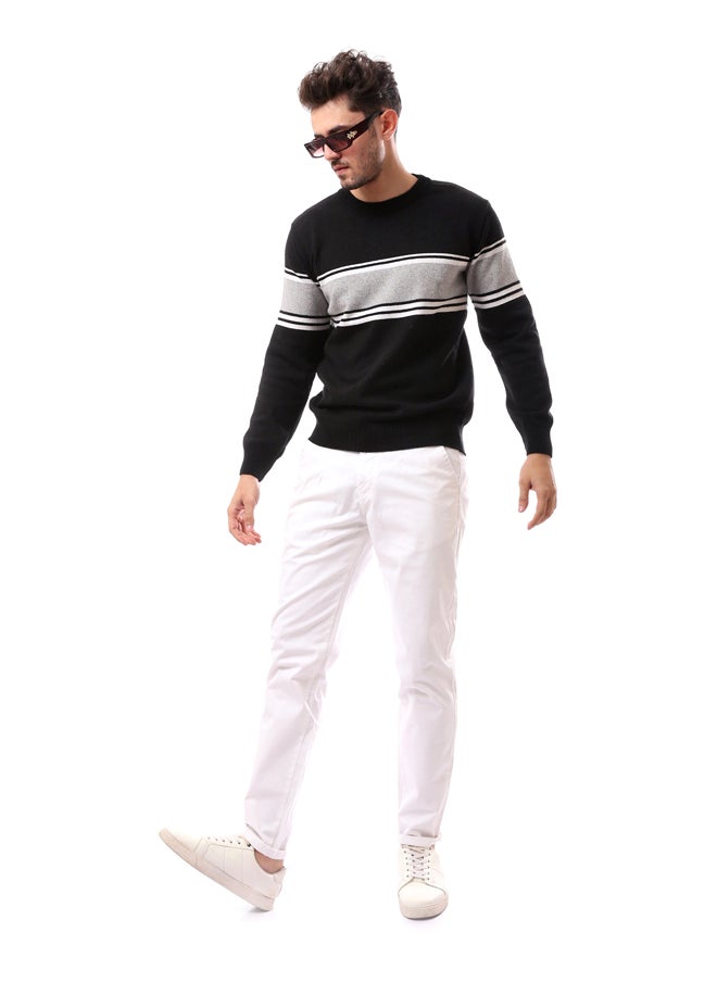 Andora - Fly Zipper Buttoned Trousers With Drawstrings_White - Image 1