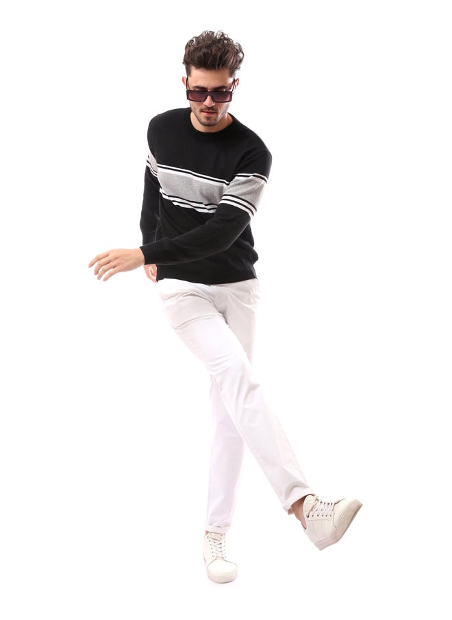 Andora - Fly Zipper Buttoned Trousers With Drawstrings_White - Image 1