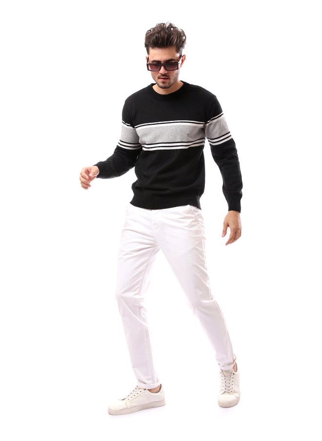 Andora - Fly Zipper Buttoned Trousers With Drawstrings_White - Image 1