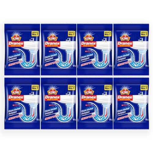 Kiwi Dranex Drain Cleaner Powder | India's No.1 Drain Expert | Fast Action Formula Clears Grease, Hair, Food Blockages in 30 Min | Safe for Kitchen Sink, Wash Basin, Bathroom drain & Pipes |Pack of 8 - Image 2