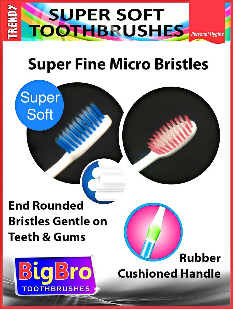BigBro Combo Pack Of Manual Toothbrushes 2 Adult + 2 Kids Extra Soft Bristles With Covers- Super Saver Family Pack Of 4,Assorted - Image 4