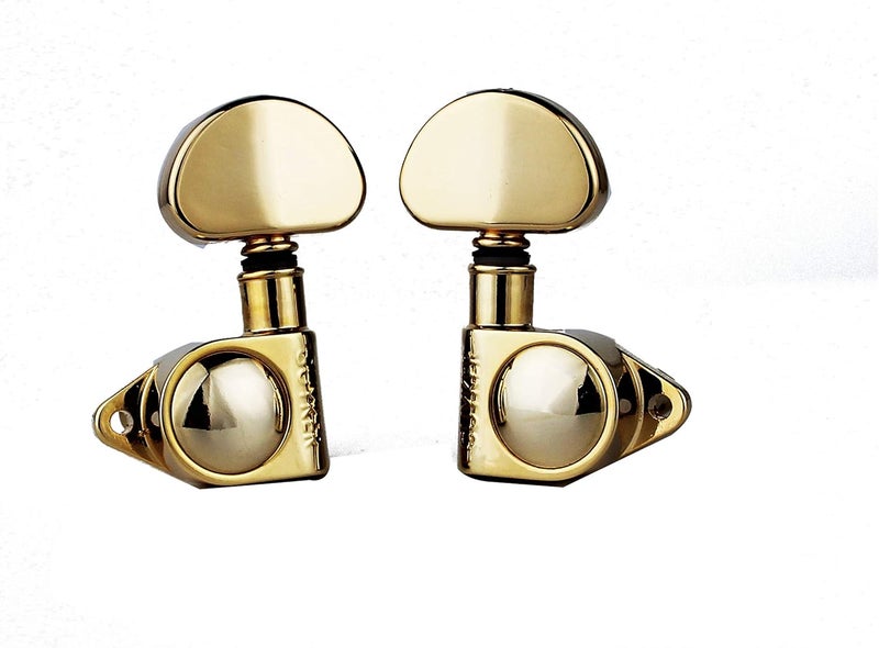guyker Guitar Machine Heads (3L + 3R Handed) – 1:21 Sealed Tuners Tuning Key Pegs with Big handle Replacement for Electric, Folk or Acoustic Guitars – Gold, GK102G - Image 4
