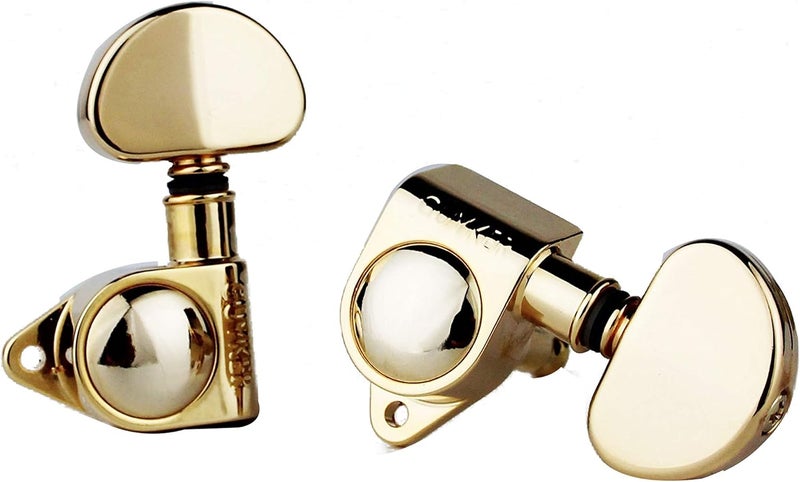 guyker Guitar Machine Heads (3L + 3R Handed) – 1:21 Sealed Tuners Tuning Key Pegs with Big handle Replacement for Electric, Folk or Acoustic Guitars – Gold, GK102G - Image 3