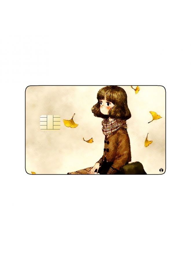 RKN PRINTED BANK CARD STICKER Cute Girl Drawing In Autumn - Image 2